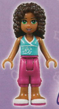 LEGO frnd078 Friends Andrea, Magenta Cropped Trousers, Medium Azure Top with White Trim
