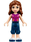 LEGO frnd144 Friends Olivia, Dark Blue Cropped Trousers, Magenta Top with Yellow and Dark Purple Stripes
